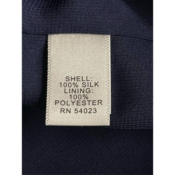 BANANA REPUBLIC | WOMENS SILK SLEEVELESS COCKTAIL DRESS PLEATED NAVY BLUE 6 Tall - Picture 8 of 9